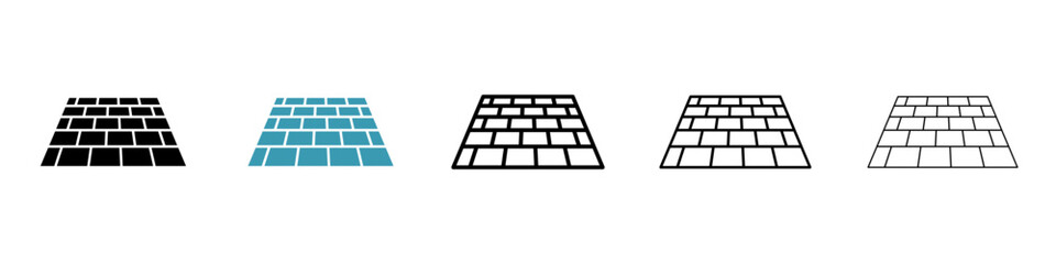 Tiles line icon set. Surface ceramic marble symbol. Laminate floor sign. Mosaic pavers tiles icon for UI designs.