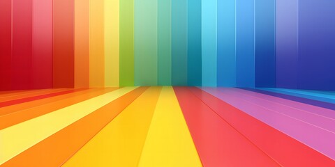 Abstract rainbow gradient multi colors of scene background with perspective room. 