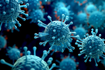 Image of Flu virus cell, close up image of virus cell.
