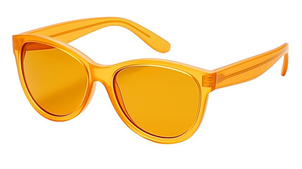 yellow fashion sunglasses with yellow frames and lenses isolated on a transparent background