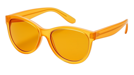 yellow fashion sunglasses with yellow frames and lenses isolated on a transparent background