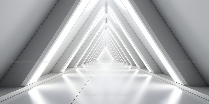  Empty Long Light Corridor. Modern white background. © nuxa
