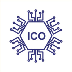 Ico token icon outline on white.