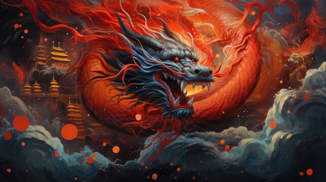 New Year of Dragon  AI generated illustration