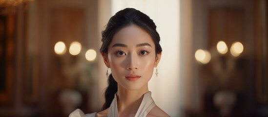 Pretty woman of Asian appearance makeup luxury