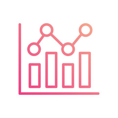 Line Graph icon isolate white background vector stock illustration
