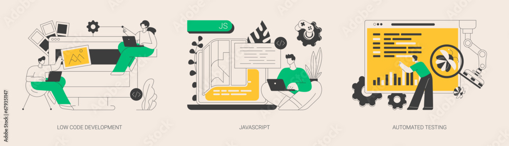 Poster web programming abstract concept vector illustrations.
