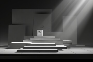 View of podium in monochrome palette AI generated illustration