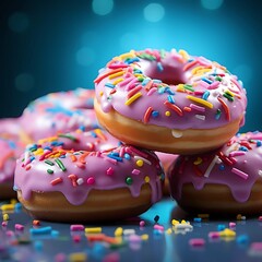 donut with sprinkles - obrazy, fototapety, plakaty