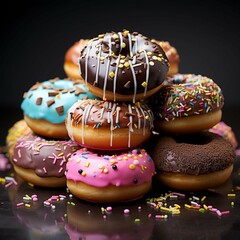 Fototapeta na wymiar donuts on a wooden table