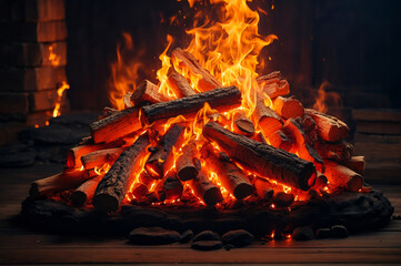 A large, colorful campfire.