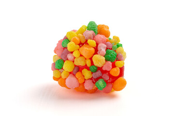 Sweet and Tangy Candy with Small Candies on the Outside of a Chewy Center Isolated on a White...