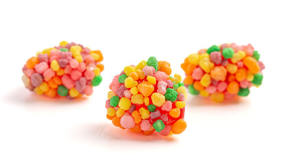 Sweet and Tangy Candy with Small Candies on the Outside of a Chewy Center Isolated on a White...