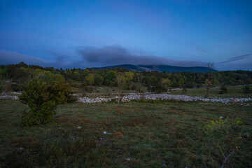 Atmospheric evening on a meadow in the Croatian mountains.
