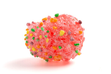 Freeze Dried Sweet and Tangy Candy with Small Candies on the Outside of a Chewy Center  Isolated on...