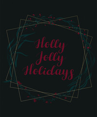 Vector holiday card with elegant floral wreath - 679352952