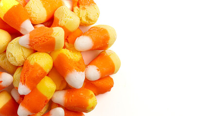 Freeze Dried Traditional Candy Corn Isolated on a White Background