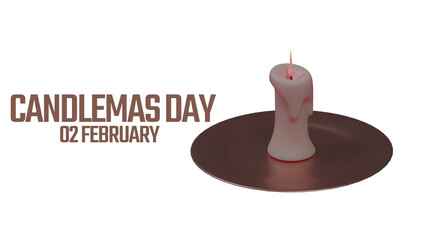 3d render Modern Candlemas day banner design with glowing candles and text. Candlemas day backdrop wallpaper illustration