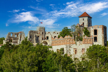 Fototapeta na wymiar Ruins of medieval Tenczyn castle. Village Rudno. Poland.