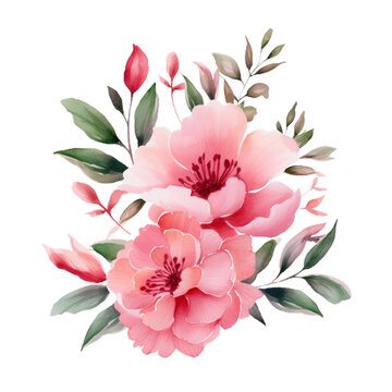 recommend clip art: Pink Watercolor Floral Clipart in Captivating, generative ai
