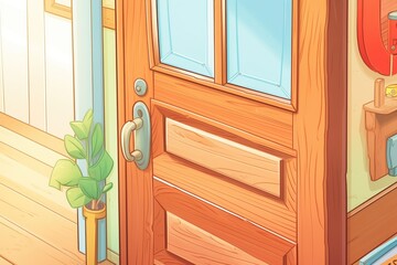 close-up of wooden dutch colonial door, magazine style illustration