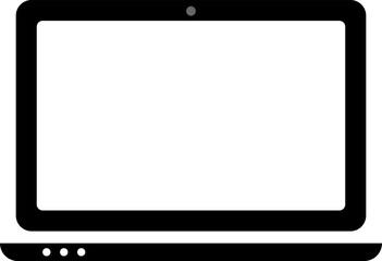 Flat illustration design of Laptop icon for business or office, work from home, communication, etc. in black and white colour on transparent background