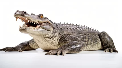 Gordijnen crocodile full body on white background © Nicolas Swimmer