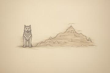 Sketched Wolf in outdoors