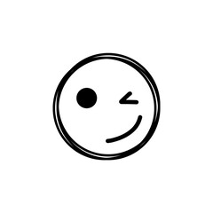 Doodle Emoji face icon. Hand drawn sketch style. 