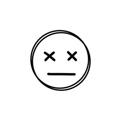 Doodle Emoji face icon. Hand drawn sketch style. 