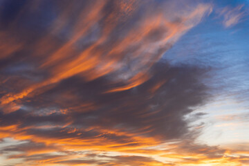 Beautifully dramatic red cloud in sunset
