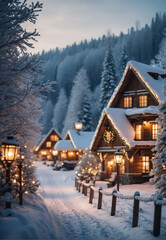 Fototapeta premium Christmas cheer, the house is decorated for Christmas.