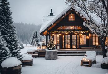 Fototapeta premium Christmas cheer, the house is decorated for Christmas.