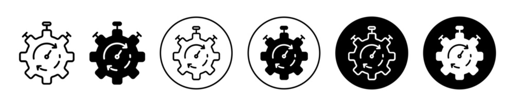 Fast Processing icon. stopwatch with dial to show business productivity and flexible progress symbol set. optimize work process and reduction in working time fast production cycle vector line logo. 