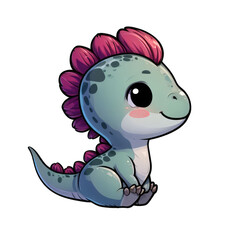 Obraz premium Dino Delight: Adorable Dinosaur Cartoon on Transparent Background, GENERATIVE AI