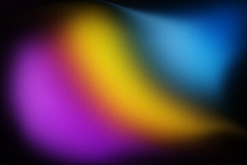 Colorful abstract waves retro purple yellow blue cyan grainy gradient background noise texture effect Vibrant Shapes retro poster design