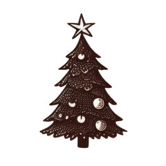 Fototapeta premium Christmas tree black and white drawing