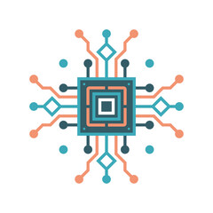 CPU connect electronic technology - creative logo design. Digital chip sign. Network communication concept logo. Database icon. Blockchain symbol. Corporate identity. Vector illustration. - 679364171