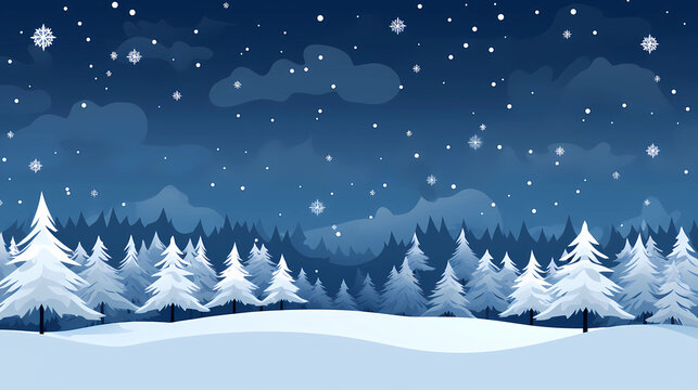 
Christmas card with snowflake border, winter landscape,
simple flat vector image - Generated by Generative AI