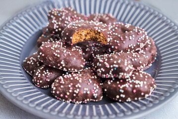 Christmas Gingerbread Cookies on a Wooden Background .Christmas Food
