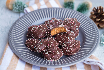 Fototapeta na wymiar Christmas Gingerbread Cookies on a Wooden Background .Christmas Food