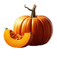 Autumn Essence: Vibrant Pumpkin on Transparent Background, GENERATIVE AI