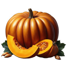 Autumn Essence: Vibrant Pumpkin on Transparent Background, GENERATIVE AI