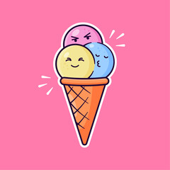 Ice cream cone , cartoon. Vector illustration