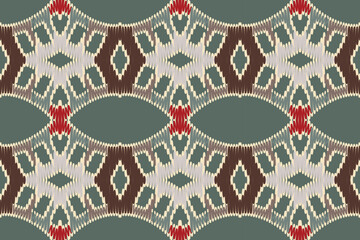 African Ikat paisley seamless pattern.geometric ethnic oriental pattern traditional on green background.Aztec style abstract vector illustration.design texture,fabric,clothing,wrapping,carpet,print
