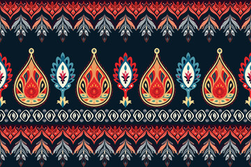 Abstract ethnic paisley pattern flower design. Aztec fabric boho mandalas textile wallpaper. Tribal native motif African American sari elegant embroidery vector background 