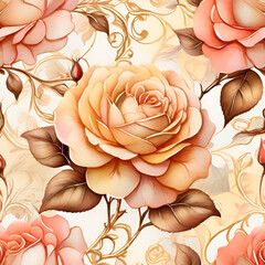 vintage rose seamless pattern, generative ai