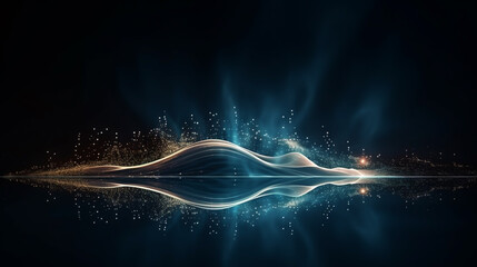 Abstract wave flow. Sound oscillation design. Flowing particles. - Powered by Adobe