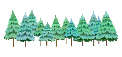 Flat vector illustration of a pine tree forest.