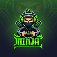 Ninja Mascot Logo.Ninja Logo.Ninja Esports Logo.Ninja Gaming Logo. Illustration vector graphic of Ninja mascot logo perfect for sport and e-sport team.